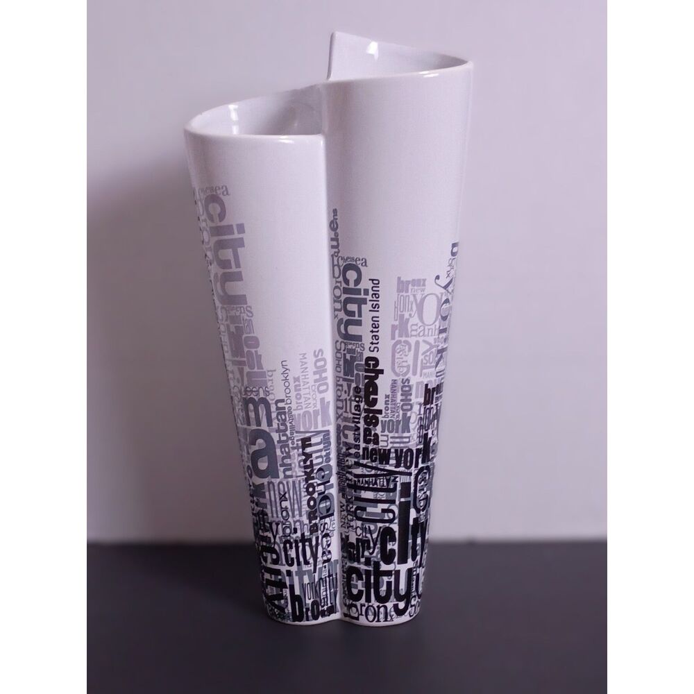 New York Studio Dual Column Design Five Burroughs of New York Newsprint Art Vase
